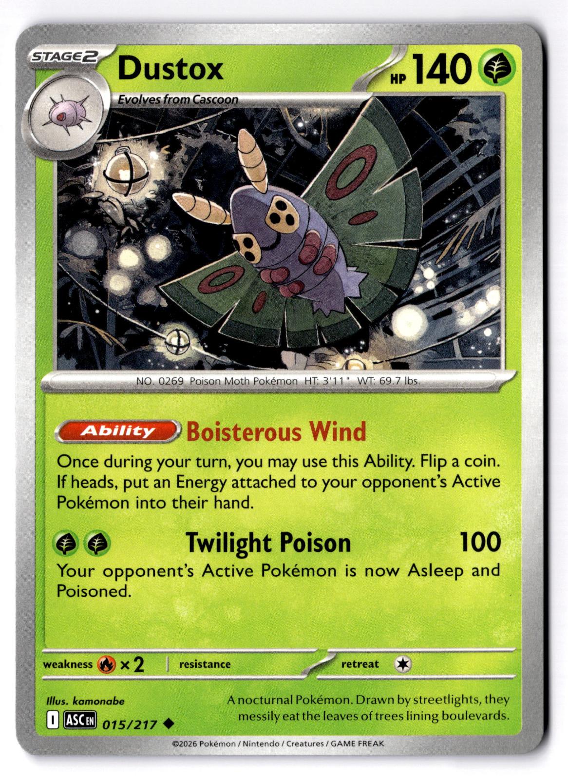 Dustox 015/217 Uncommon Ascended Heroes Pokemon Near Mint