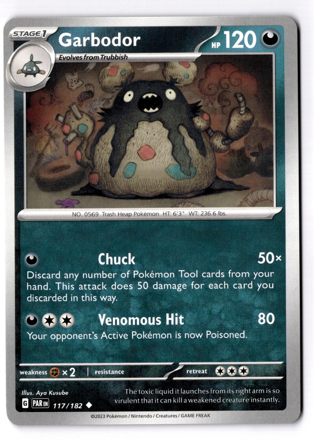 Garbodor 117/182 Uncommon Paradox Rift Pokemon Near Mint
