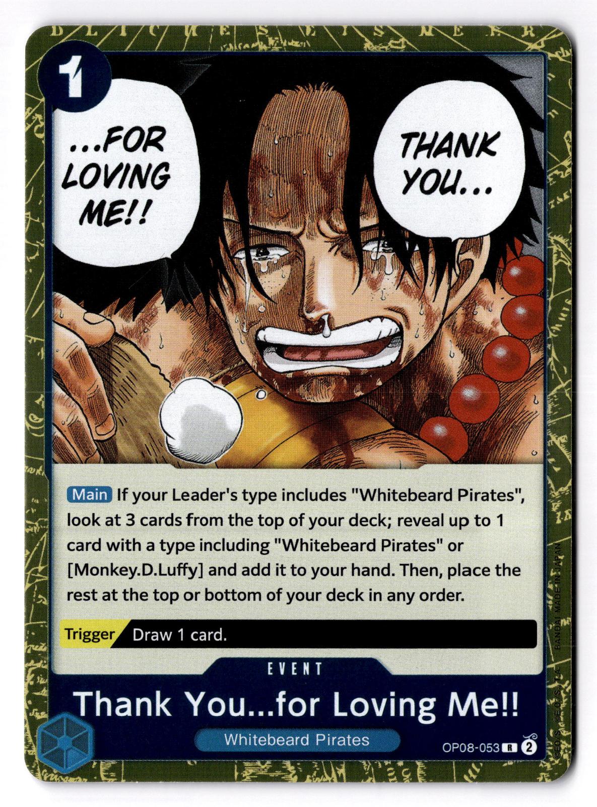 Thank You...for Loving Me!! OP08-053 Rare Two Legends One Piece Foil Near Mint