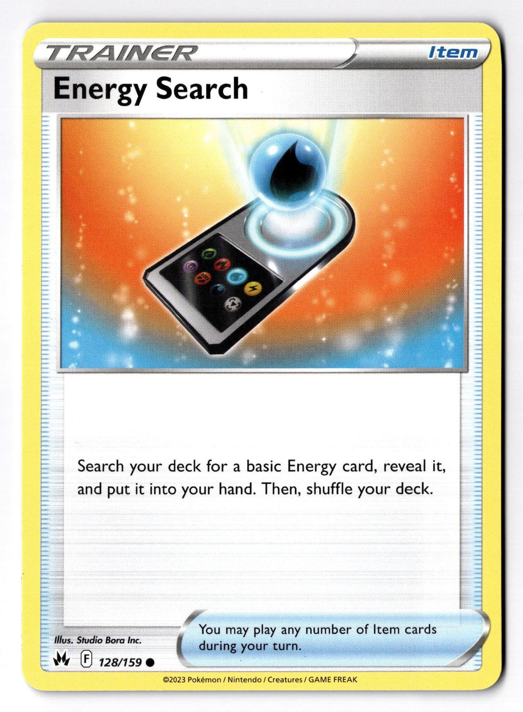 Energy Search 128/159 Common Crown Zenith Pokemon Lightly Played