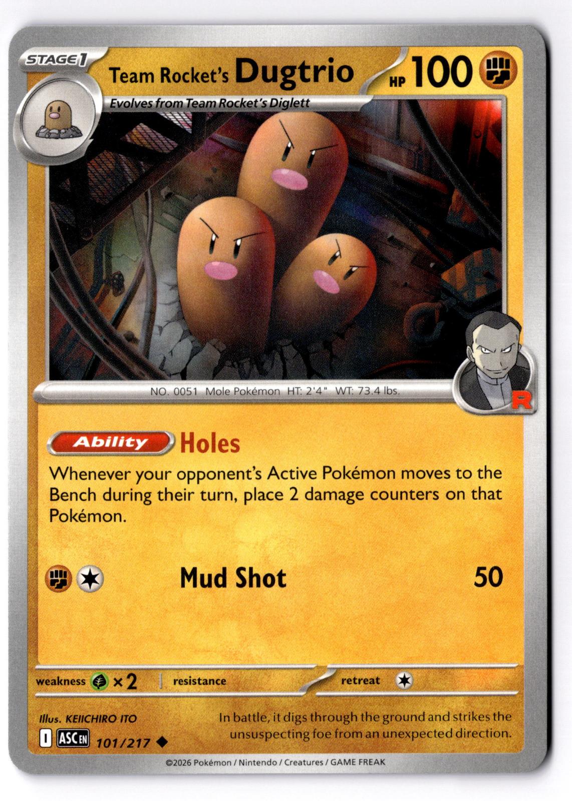 Team Rocket's Dugtrio 101/217 Uncommon Ascended Heroes Pokemon Near Mint