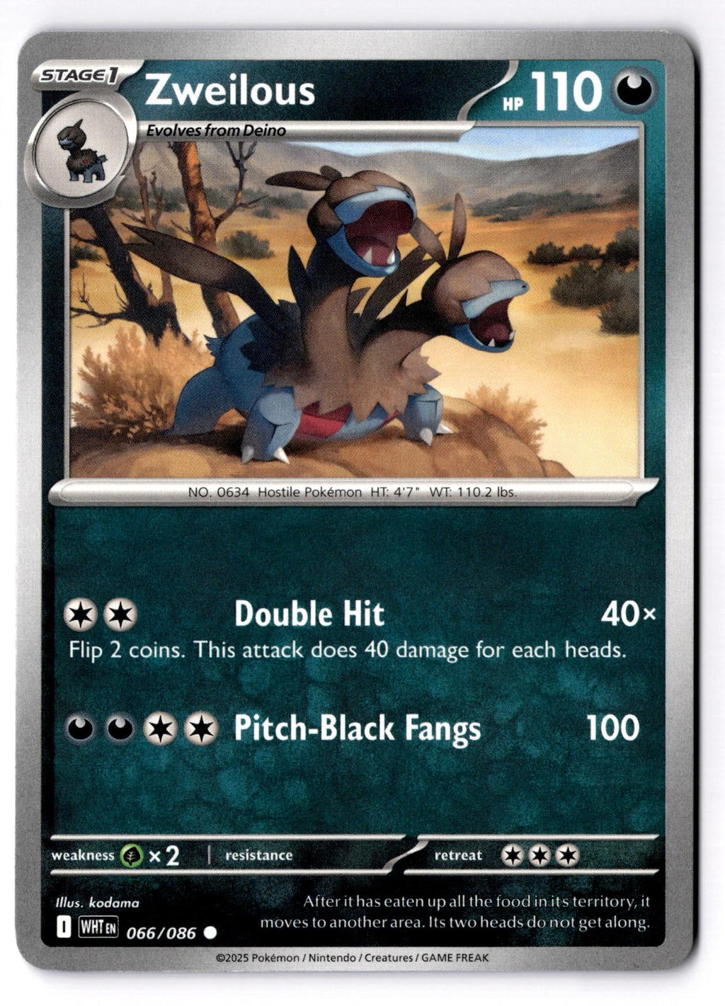 Zweilous 066/086 Common White Flare Pokemon Near Mint