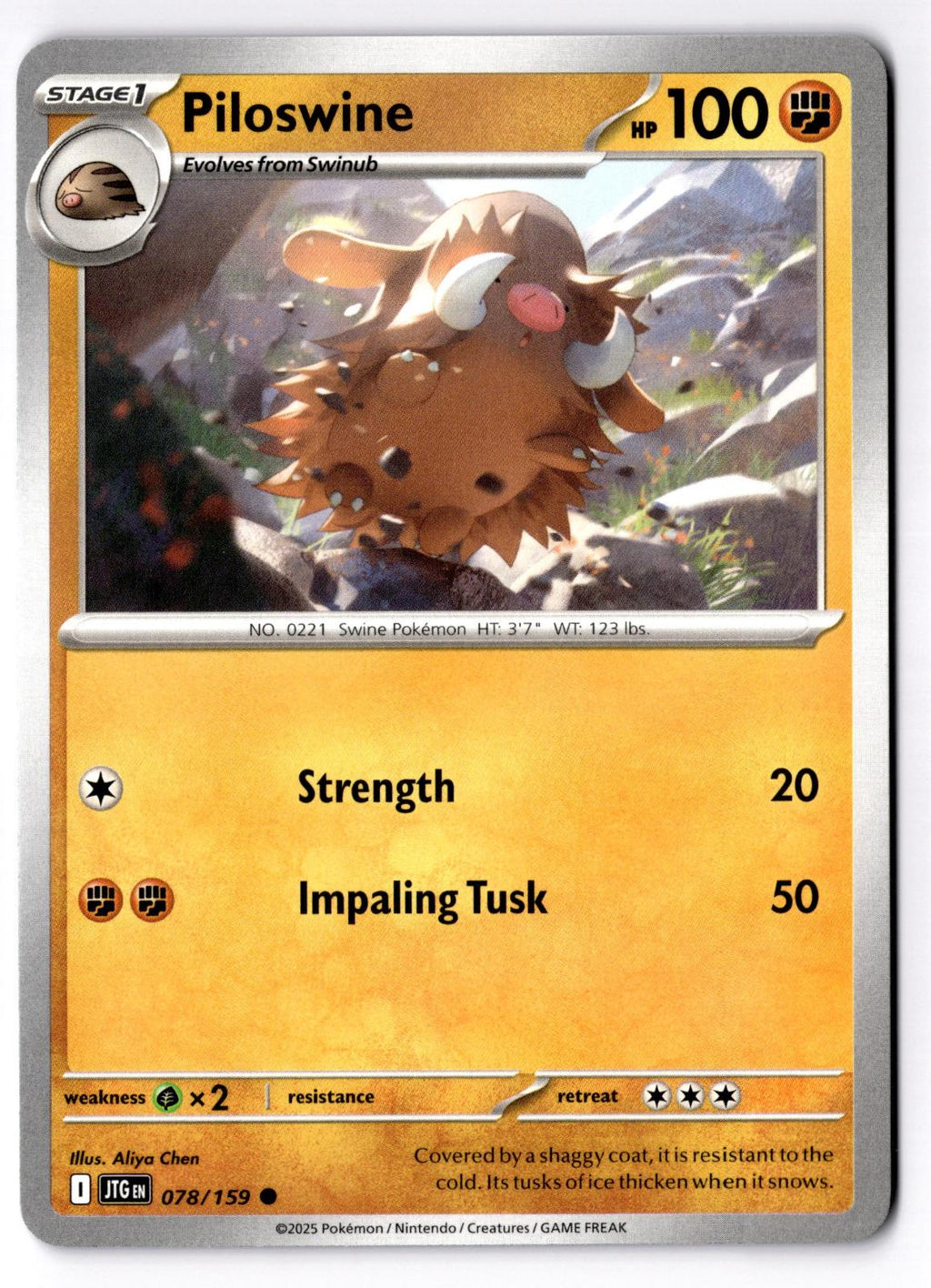 Piloswine 078/159 Common Journey Together Pokemon Near Mint