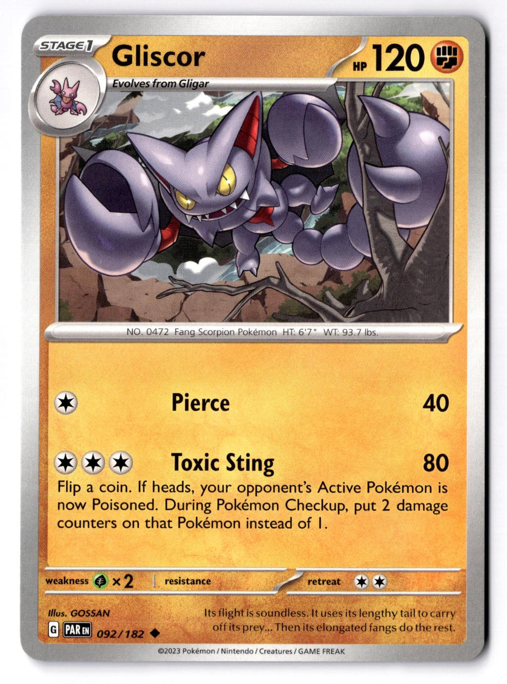 Gliscor 092/182 Uncommon Paradox Rift Pokemon Near Mint