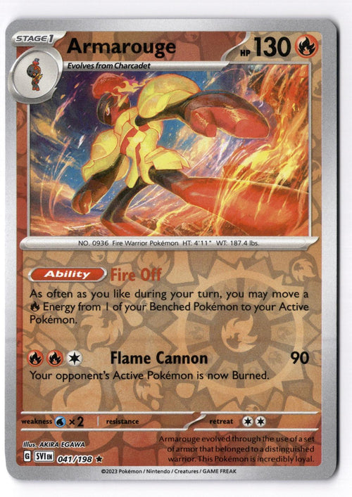 Armarouge 041/198 Rare Scarlet & Violet Pokemon Reverse Holo Near Mint