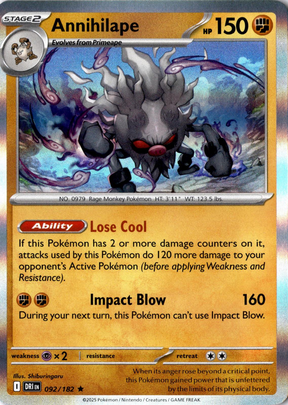 Annihilape 092/182 Rare Destined Rivals Pokemon Holo Near Mint