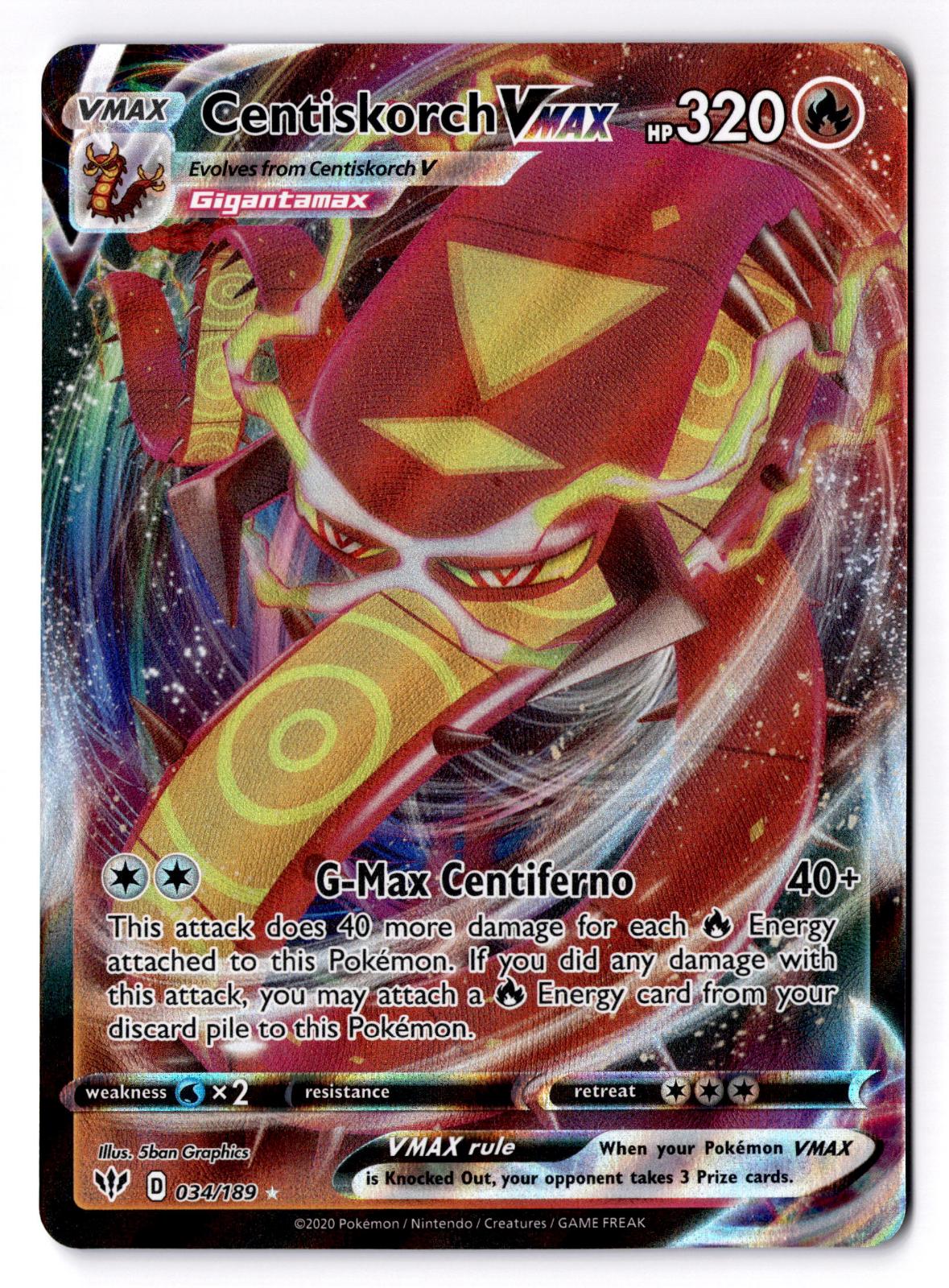 Centiskorch VMAX 034/189 Holo Ultra Rare Darkness Ablaze Pokemon Near Mint
