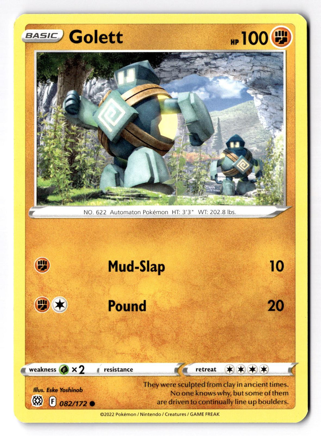 Golett 082/172 Common Brilliant Stars Pokemon Lightly Played