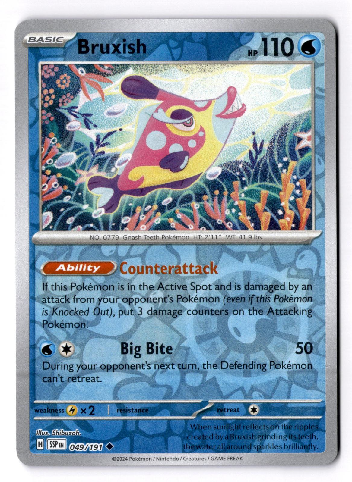 Bruxish 049/191 Uncommon Surging Sparks Pokemon Reverse Holo Near Mint