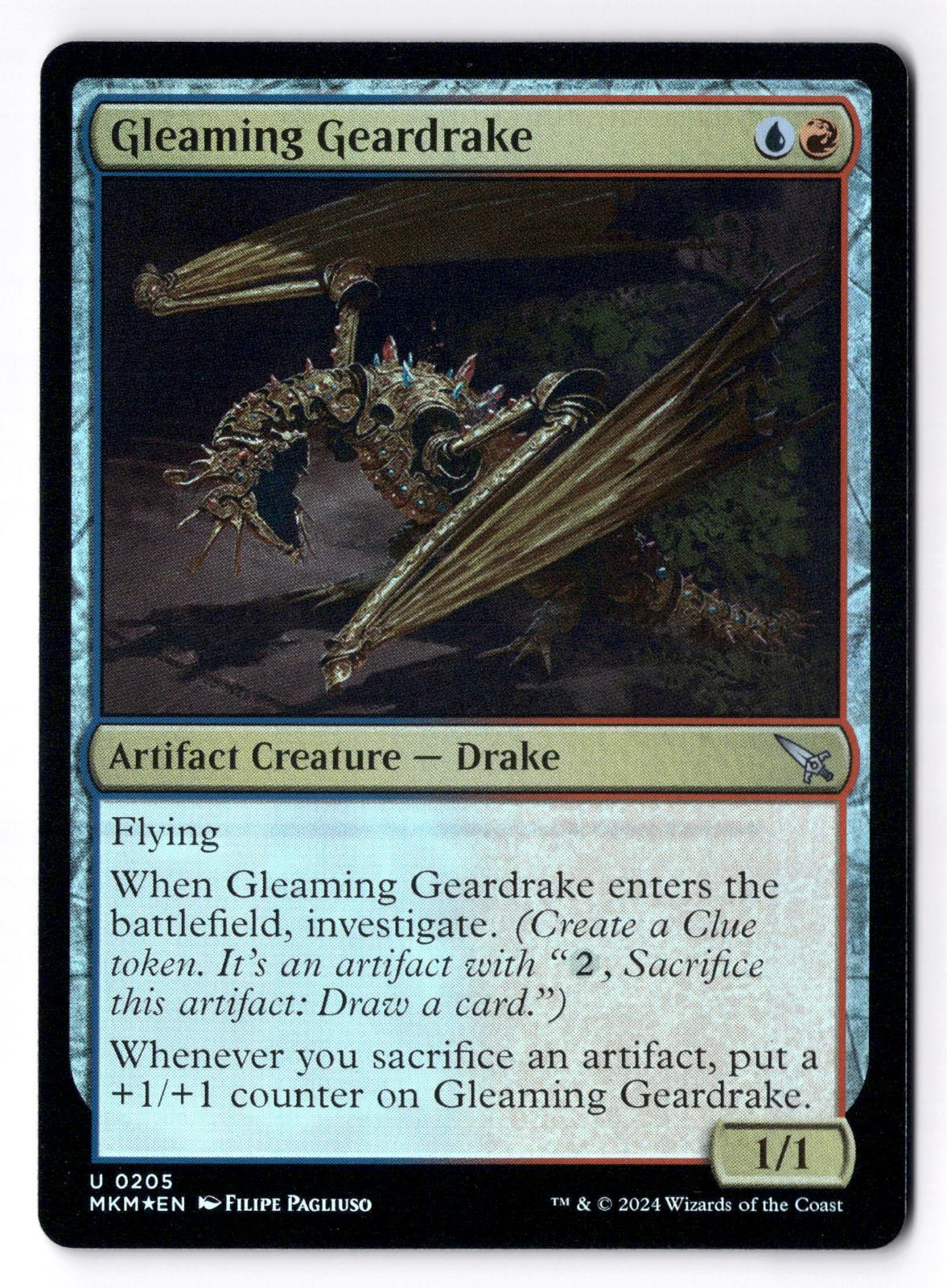 Gleaming Geardrake 205 Murders at Karlov Manor Magic: The Gathering Foil LP