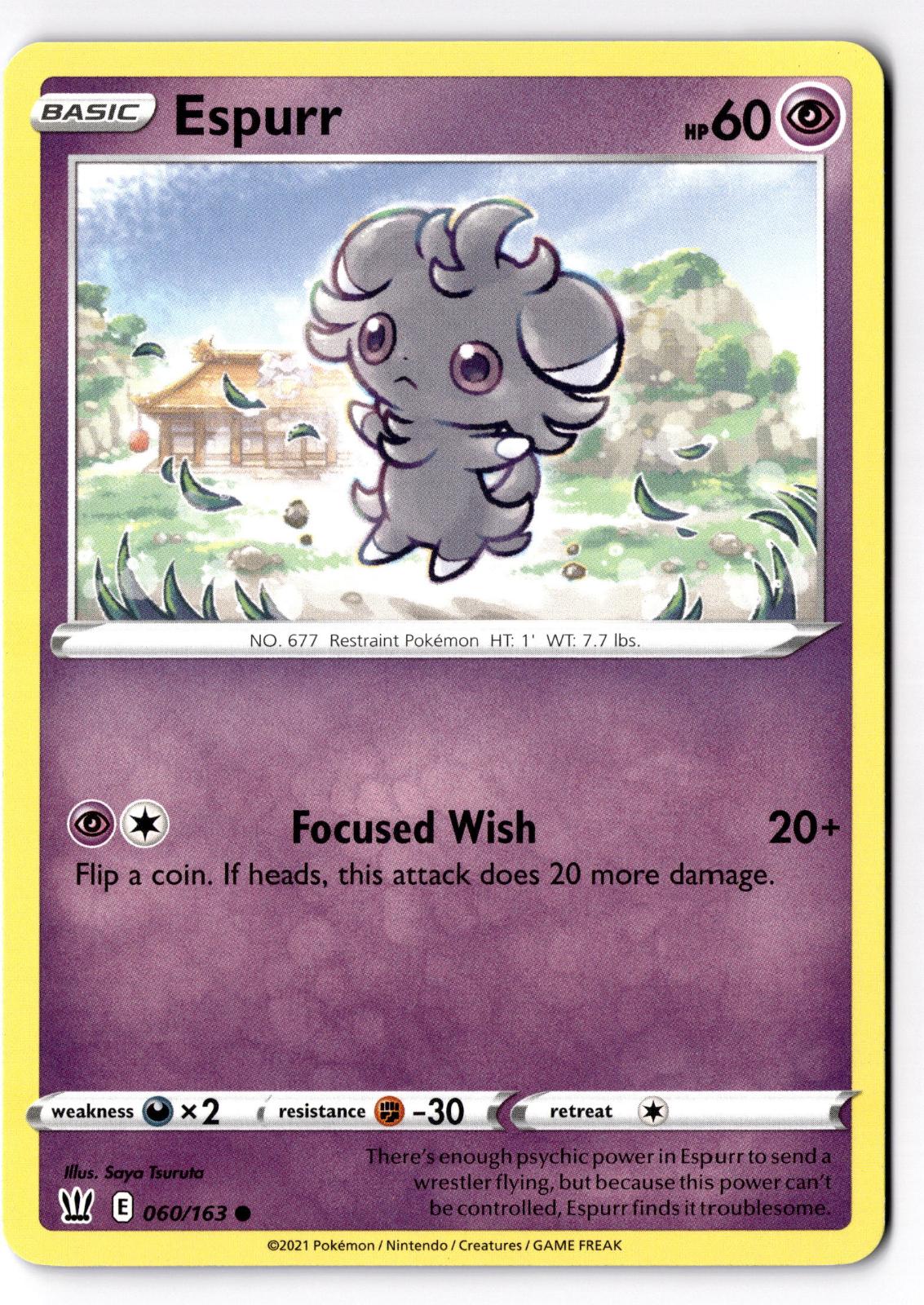 Espurr 060/163 Common Battle Styles Pokemon Lightly Played