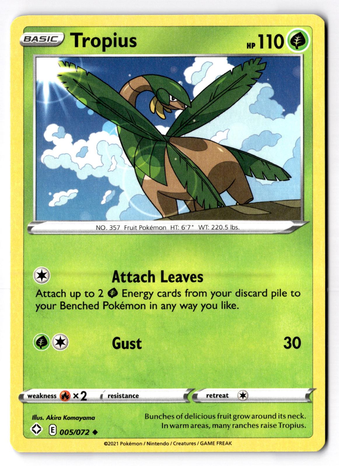 Tropius 005/072 Uncommon Shining Fates Pokemon Near Mint