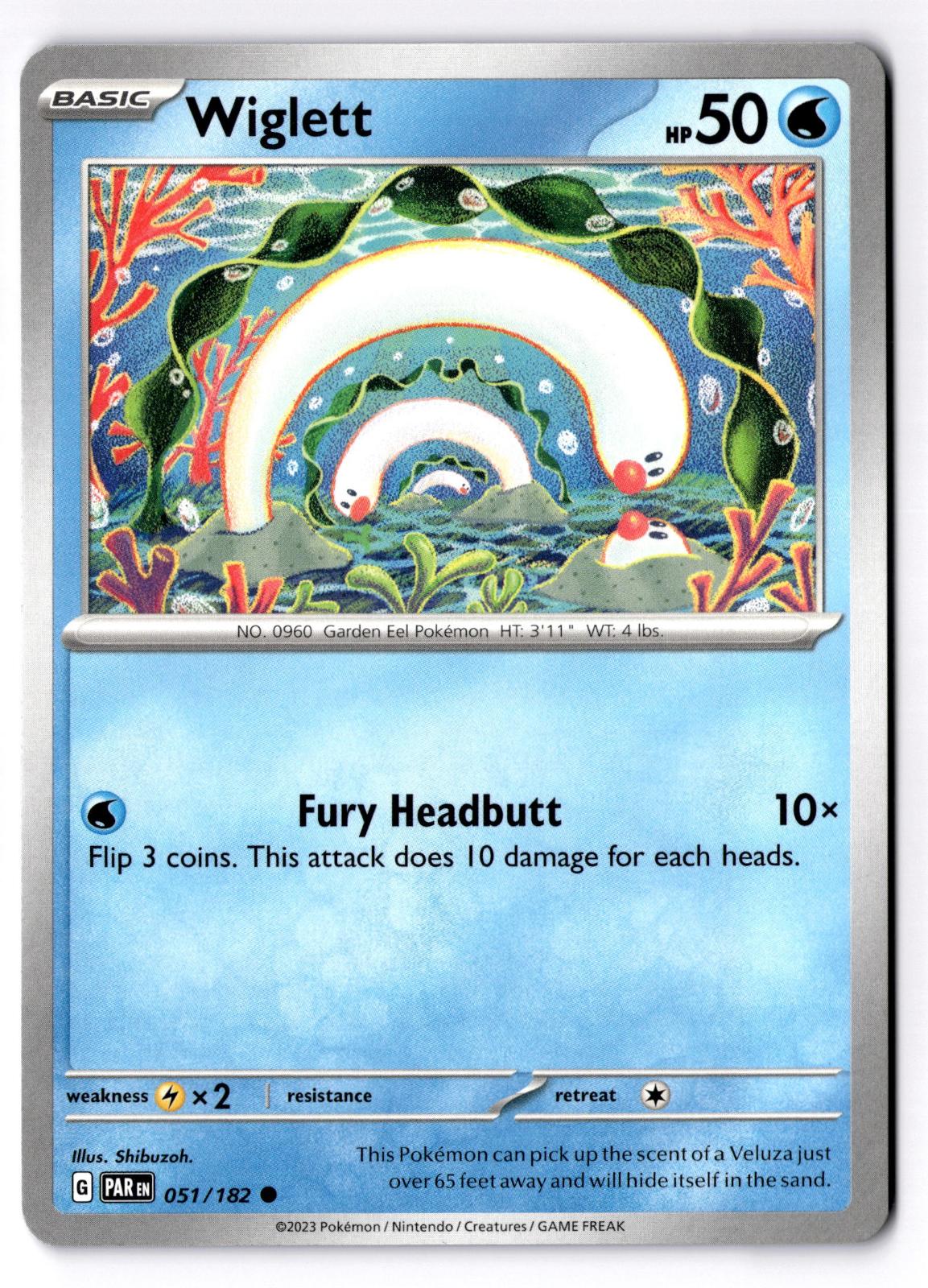 Wiglett 051/182 Common Paradox Rift Pokemon Near Mint