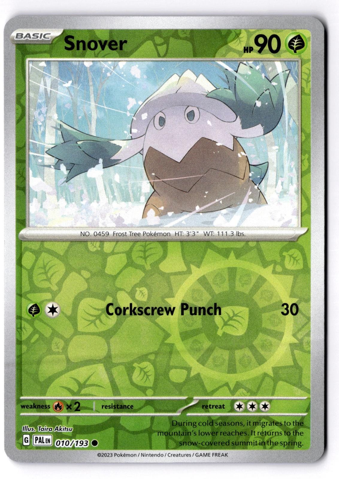 Snover 010/193 Common Paldea Evolved Pokemon Reverse Holo Lightly Played