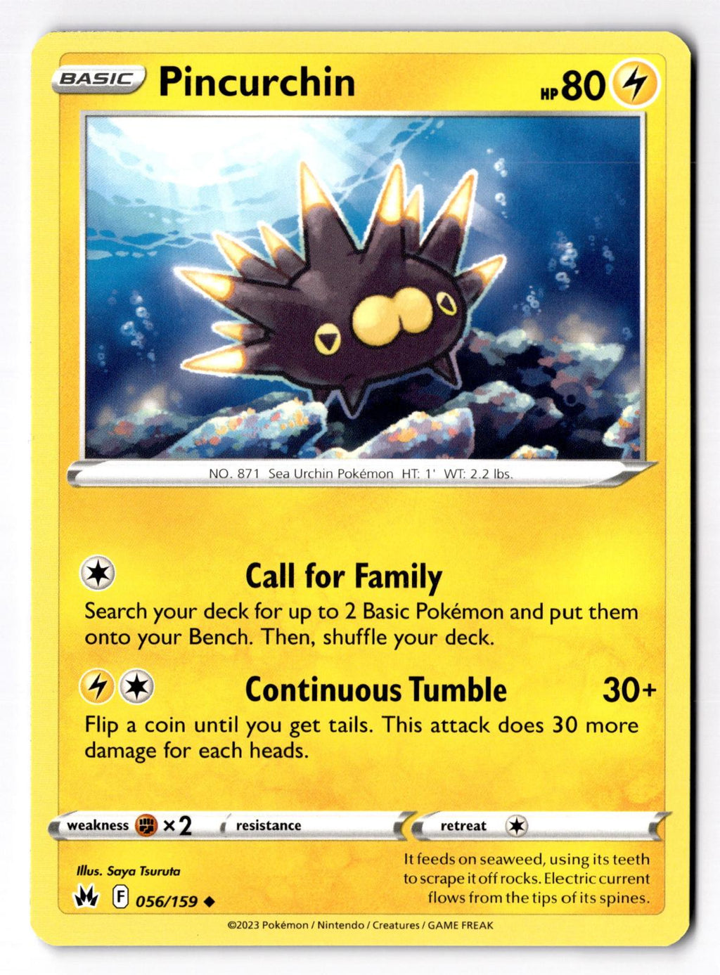 Pincurchin 056/159 Uncommon Crown Zenith Pokemon Near Mint