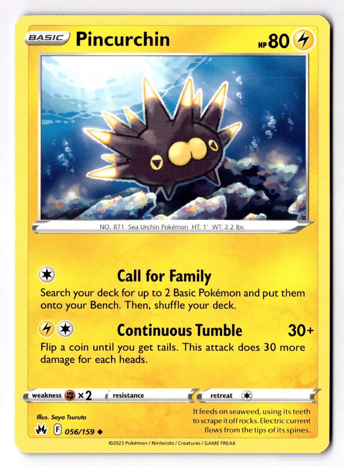 Pincurchin 056/159 Uncommon Crown Zenith Pokemon Near Mint