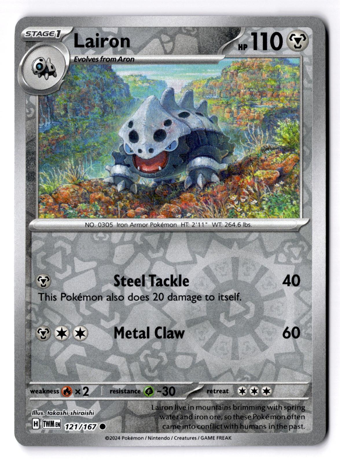 Lairon 121/167 Common Twilight Masquerade Pokemon Reverse Holo Near Mint