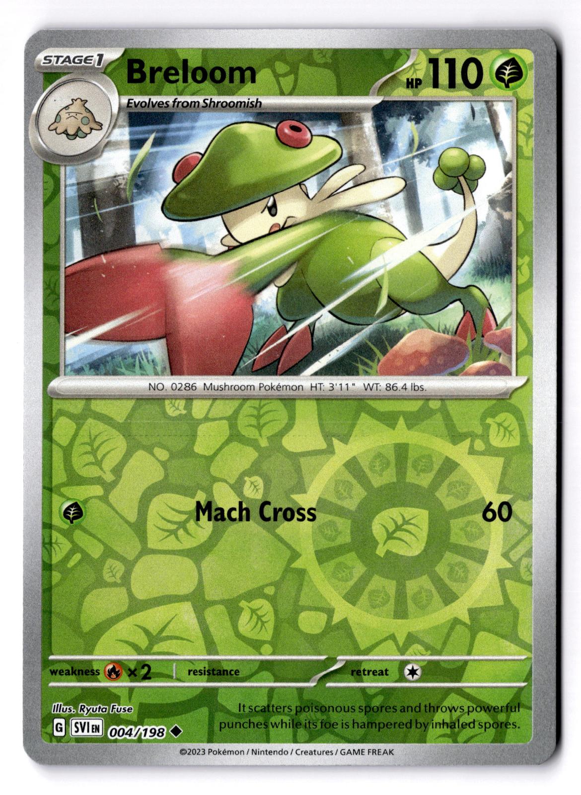 Breloom 004/198 Uncommon Scarlet & Violet Pokemon Reverse Holo Near Mint