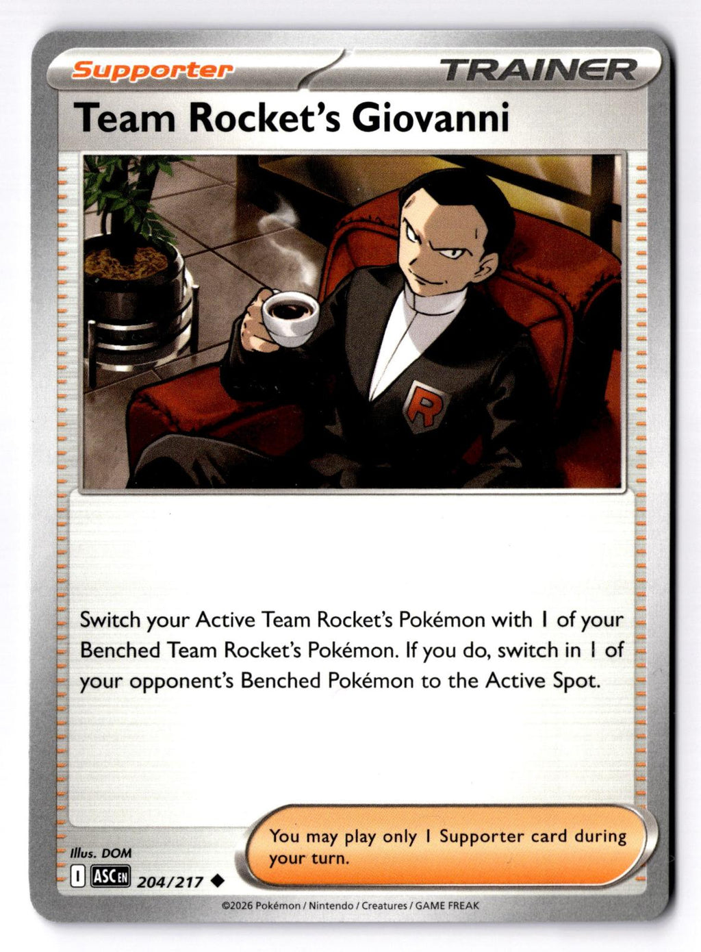 Team Rocket's Giovanni 204/217 Uncommon Ascended Heroes Pokemon Near Mint