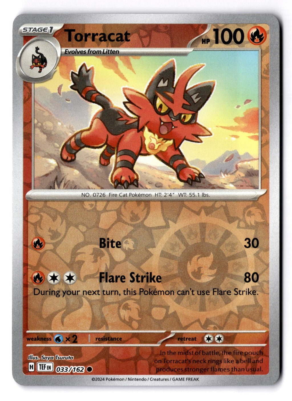 Torracat 033/162 Common Temporal Forces Pokemon Reverse Holo Near Mint