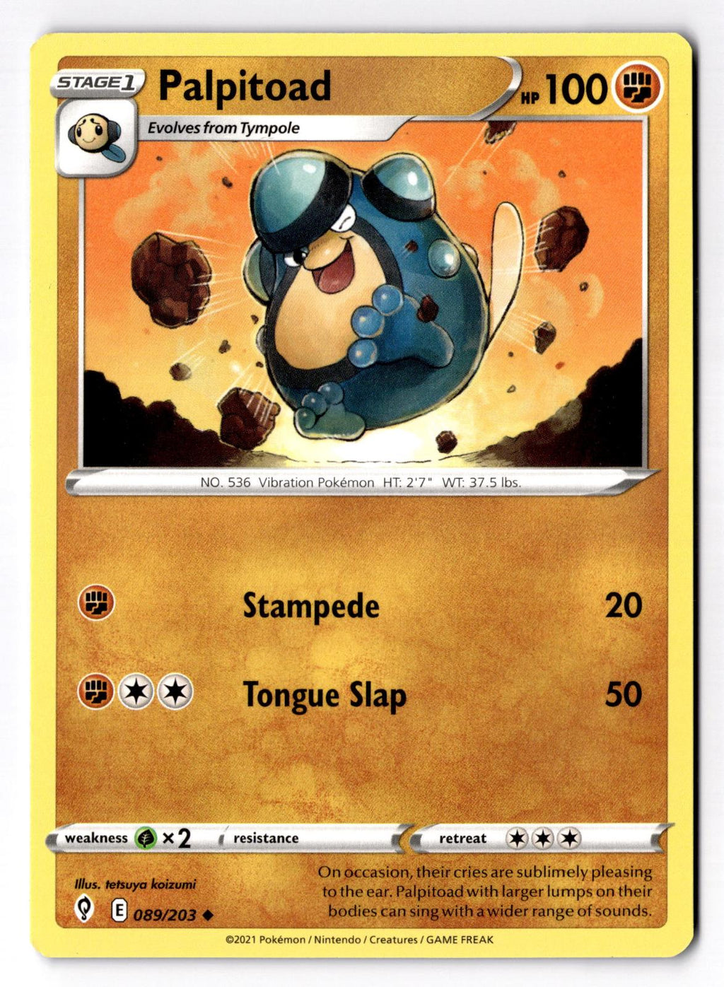 Palpitoad 089/203 Uncommon Evolving Skies Pokemon Near Mint