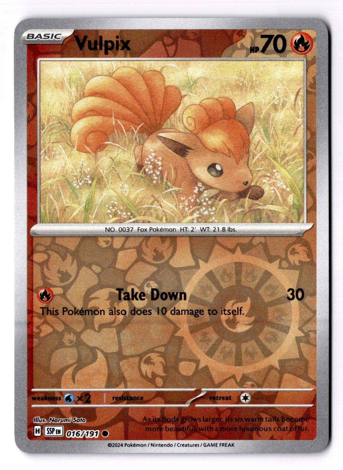 Vulpix 016/191 Common Surging Sparks Pokemon Reverse Holo Near Mint