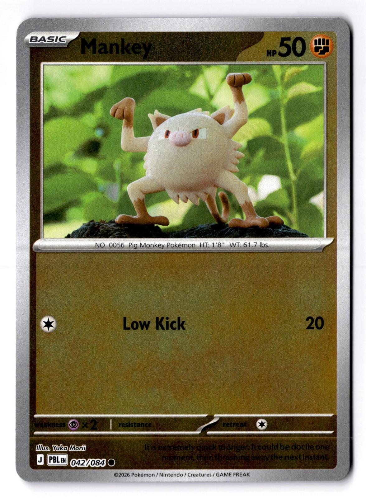 Mankey 042/084 Common Pitch Black Pokemon Reverse Holo Lightly Played