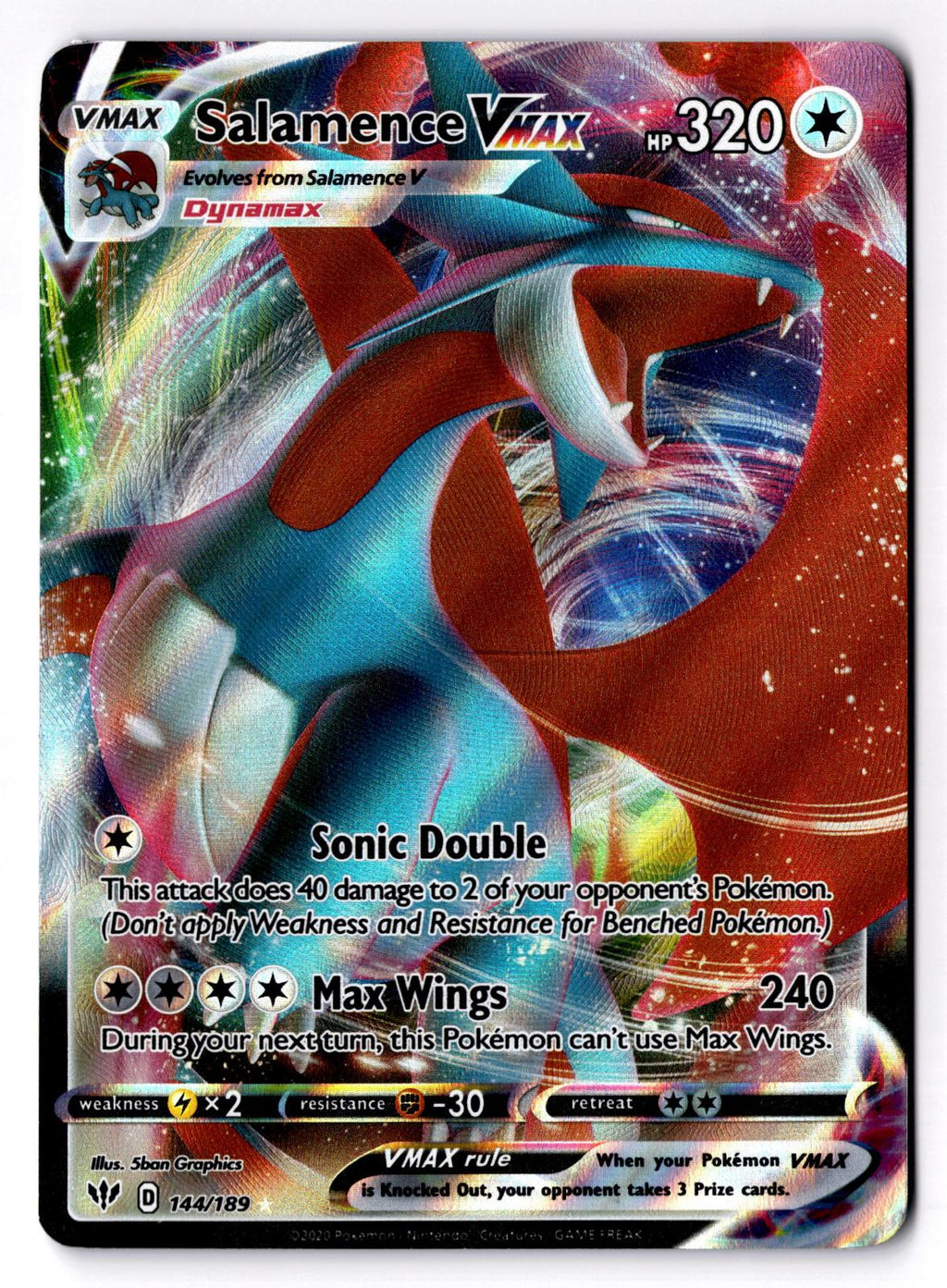 Salamence VMAX 144/189 Holo Ultra Rare Darkness Ablaze Pokemon Near Mint
