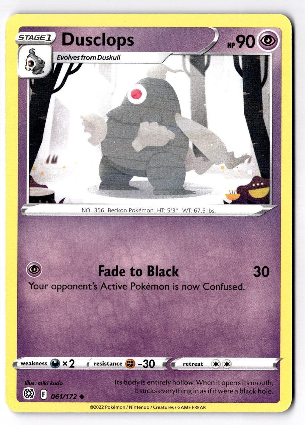 Dusclops 061/172 Uncommon Brilliant Stars Pokemon Near Mint