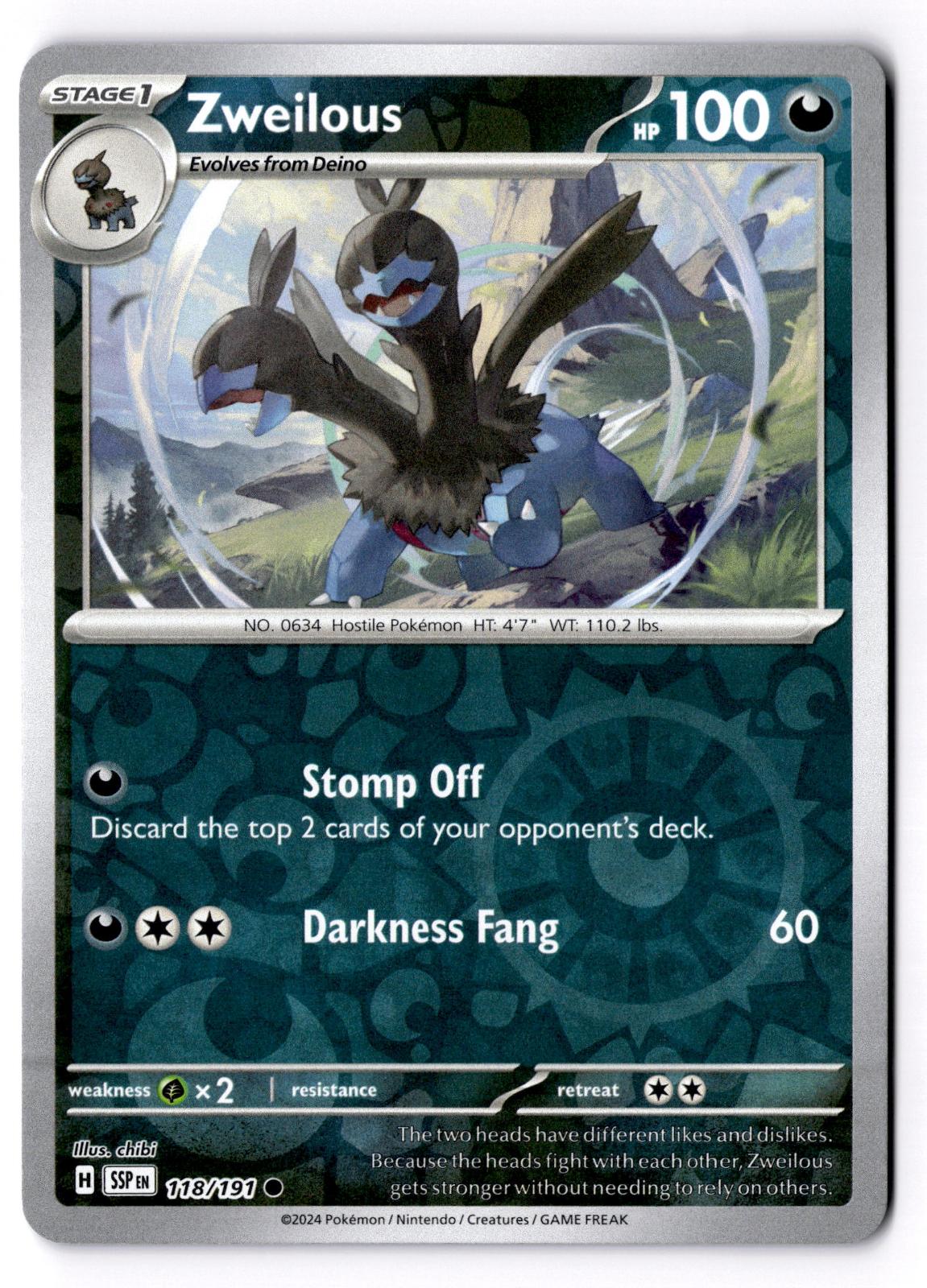 Zweilous 118/191 Common Surging Sparks Pokemon Reverse Holo Near Mint
