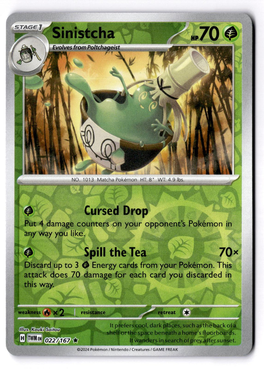 Sinistcha 022/167 Rare Twilight Masquerade Pokemon Reverse Holo Near Mint