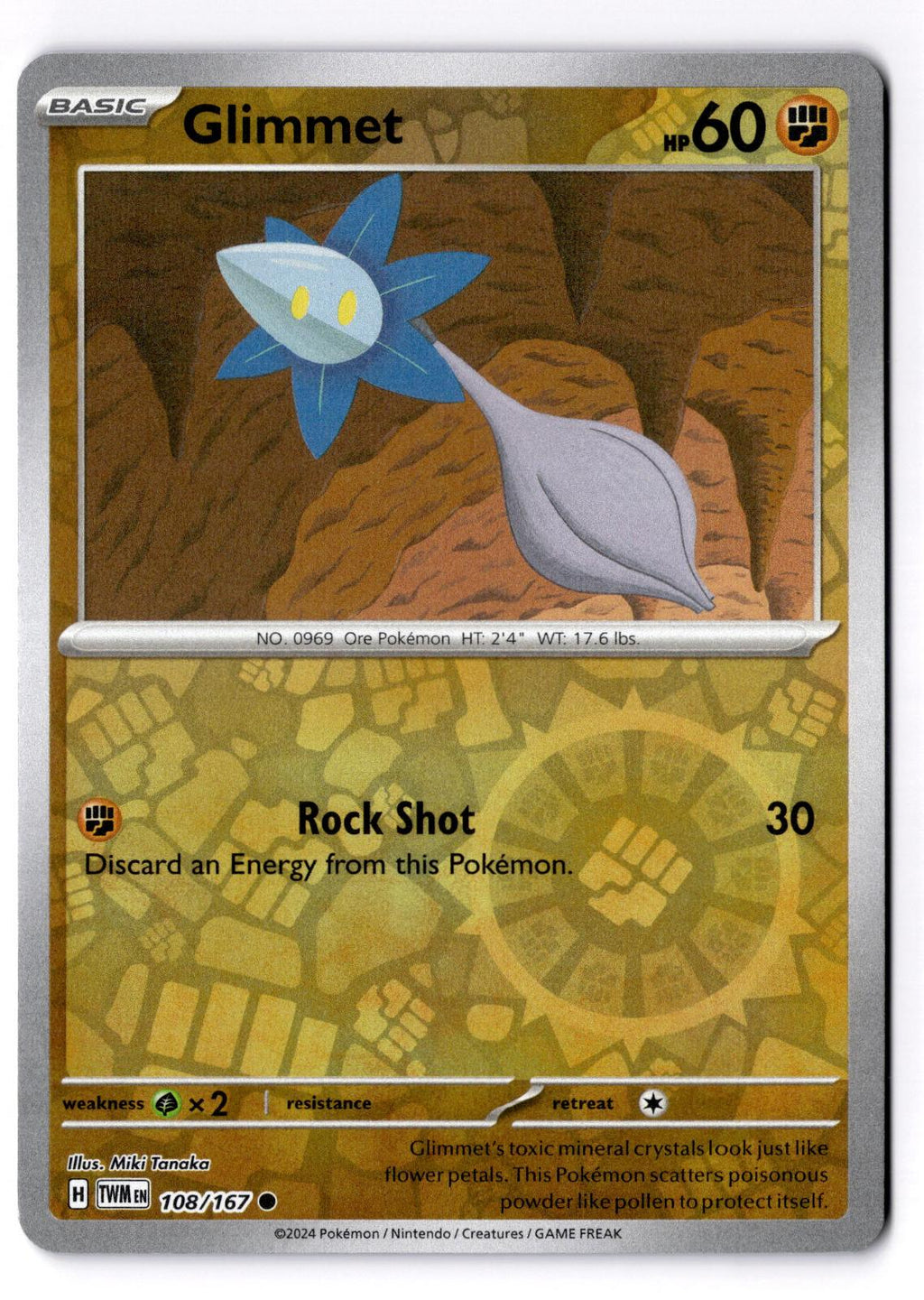 Glimmet 108/167 Common Twilight Masquerade Pokemon Reverse Holo Near Mint