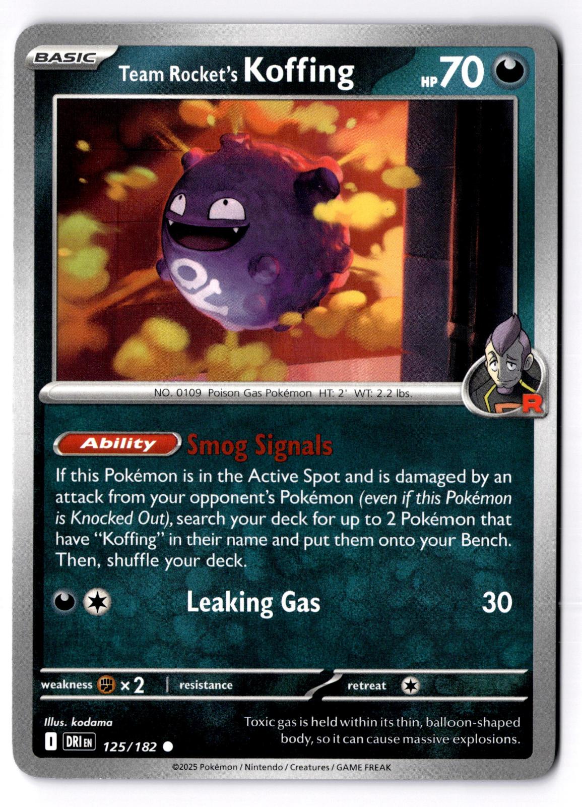 Team Rocket's Koffing 125/182 Common Destined Rivals Pokemon Near Mint