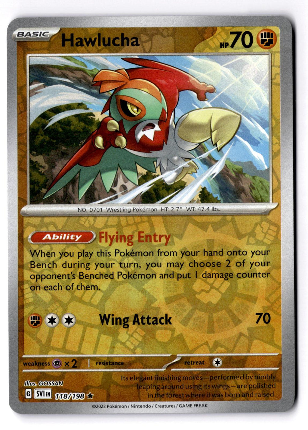 Hawlucha 118/198 Rare Scarlet & Violet Pokemon Reverse Holo Near Mint