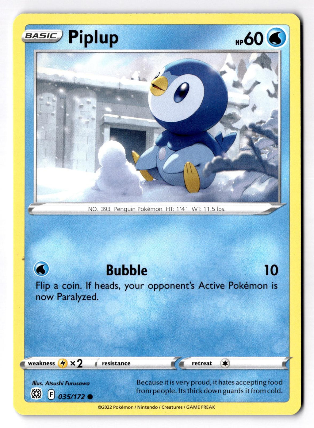 Piplup 035/172 Common Brilliant Stars Pokemon Near Mint