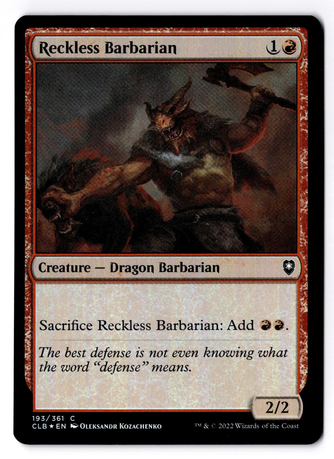Reckless Barbarian 193 Magic: The Gathering Foil LP
