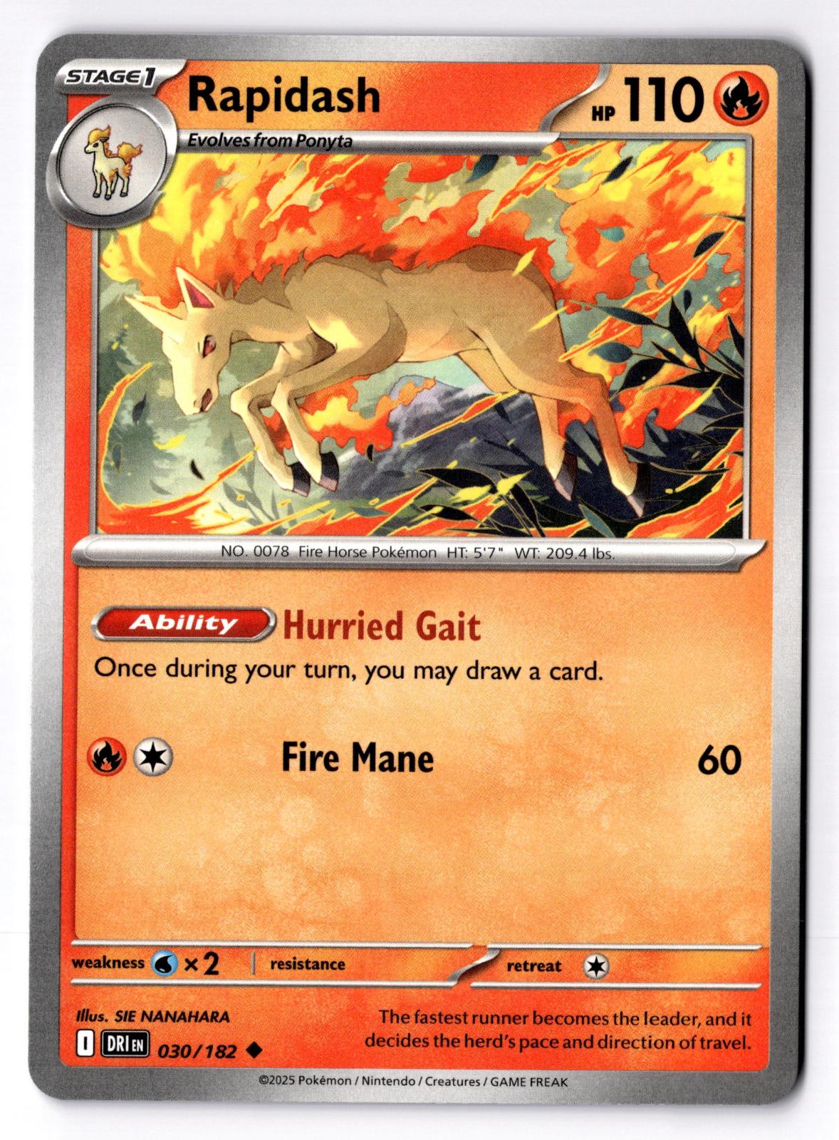Rapidash 030/182 Uncommon Destined Rivals Pokemon Near Mint