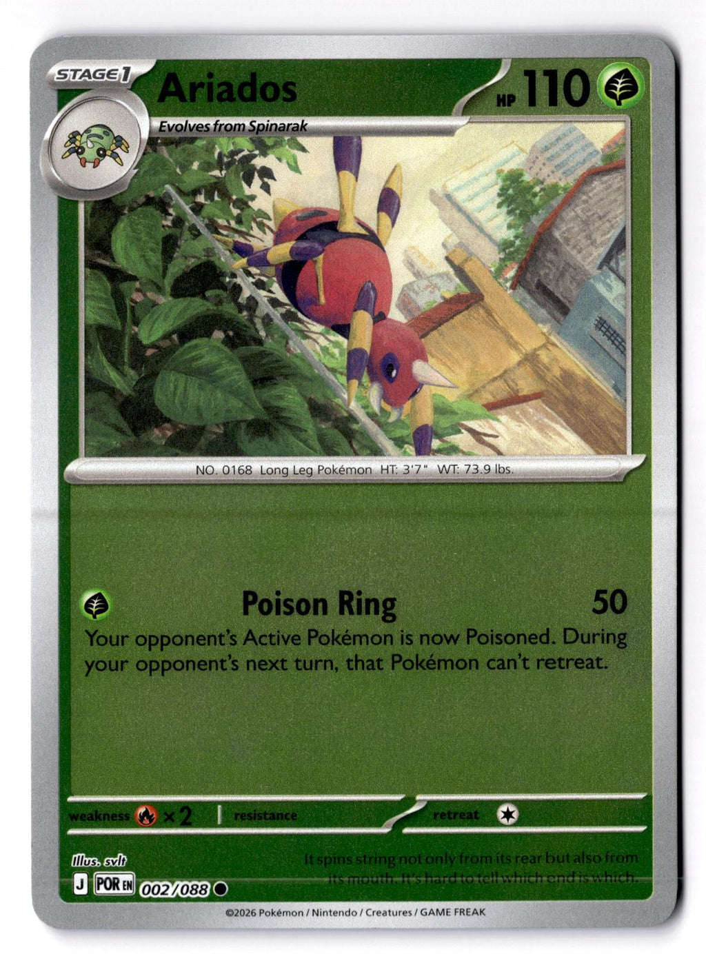 Ariados 002/088 Common Perfect Order Pokemon Reverse Holo Lightly Played