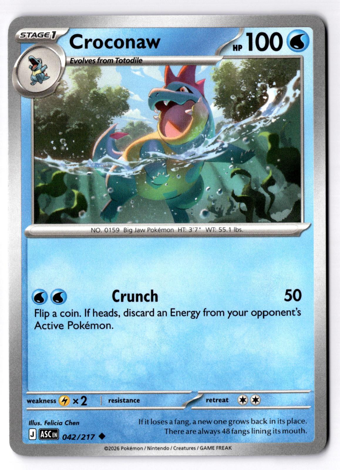 Croconaw 042/217 Uncommon Ascended Heroes Pokemon Near Mint