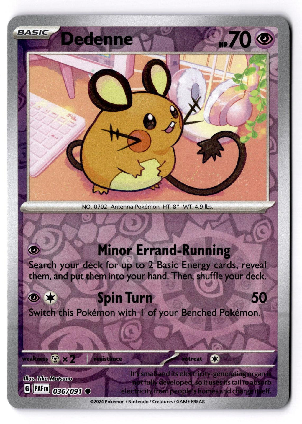 Dedenne 036/091 Common Paldean Fates Pokemon Reverse Holo Near Mint