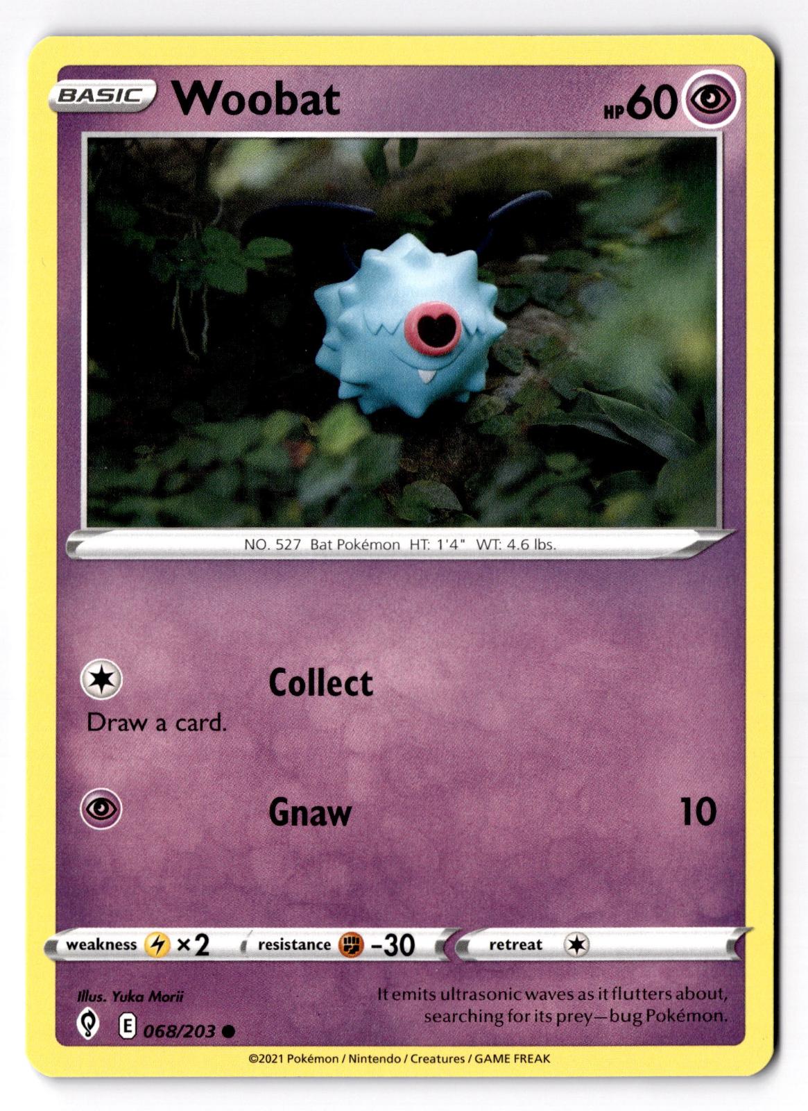 Woobat 068/203 Common Evolving Skies Pokemon Near Mint