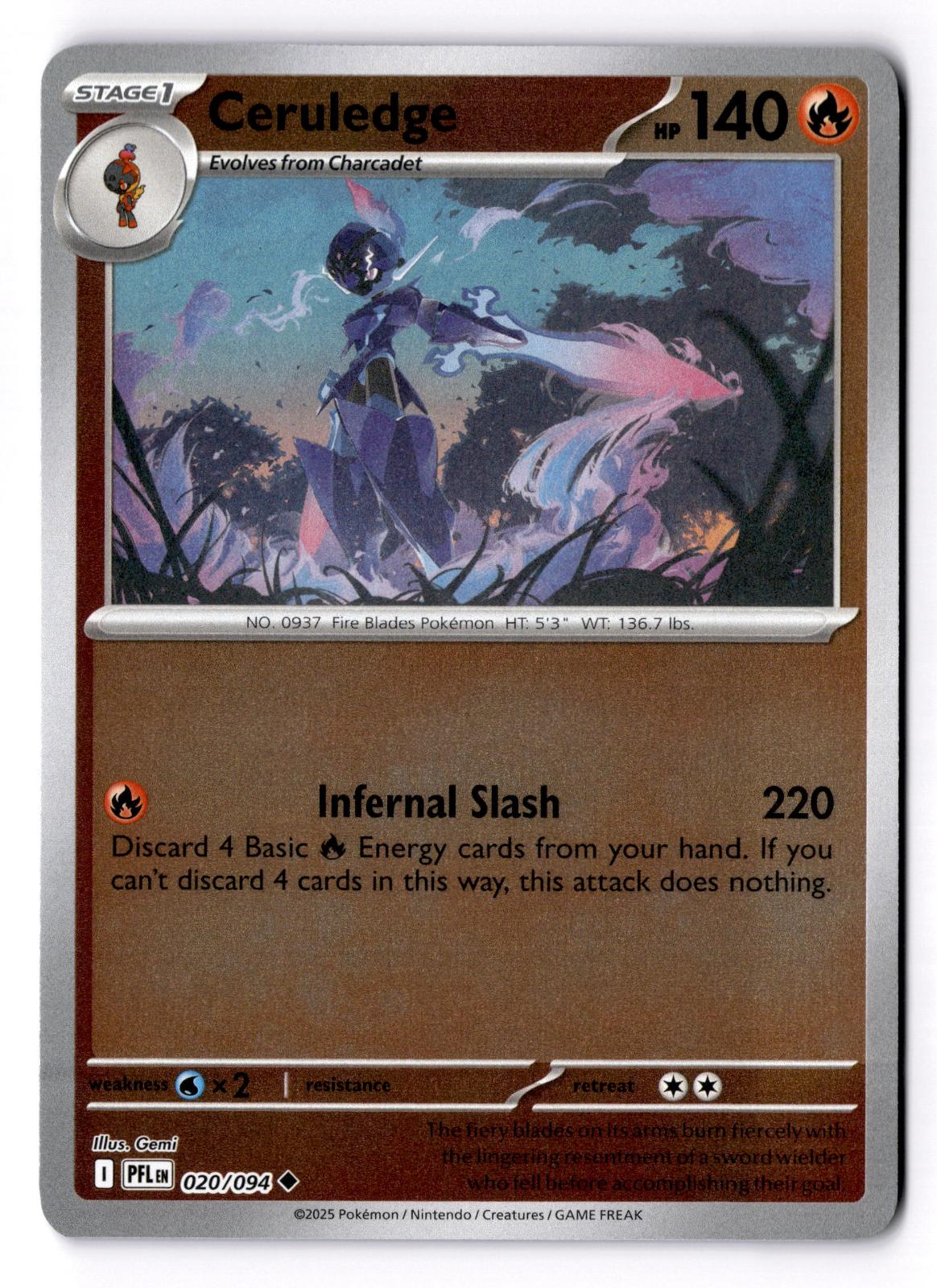 Ceruledge 020/094 Uncommon Phantasmal Flames Pokemon Reverse Holo Near Mint
