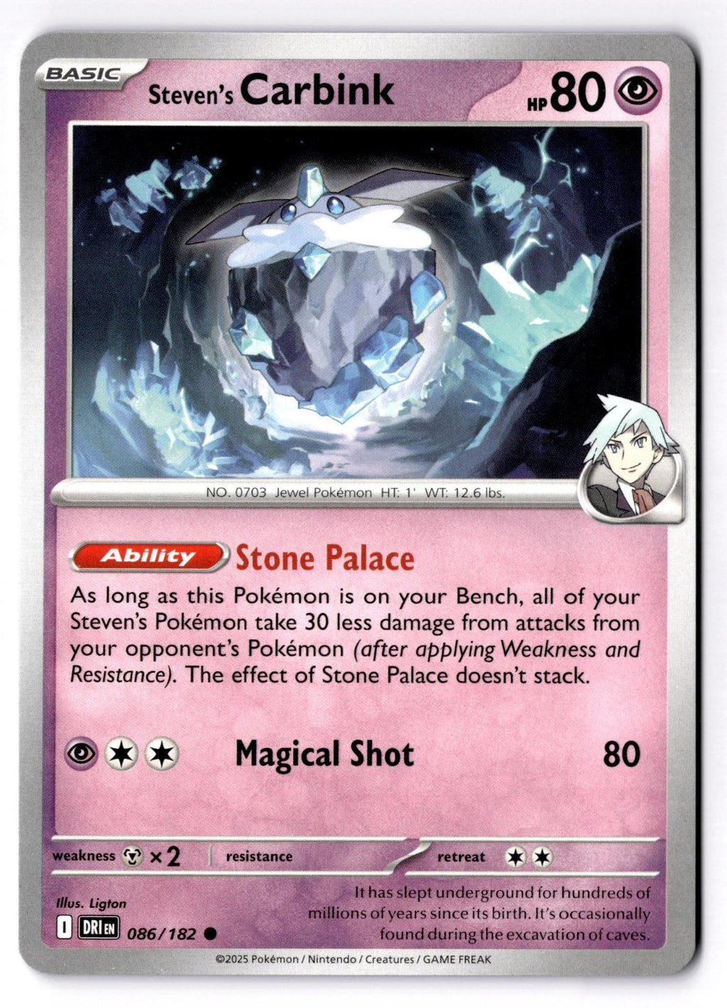Steven's Carbink 086/182 Common Destined Rivals Pokemon Near Mint
