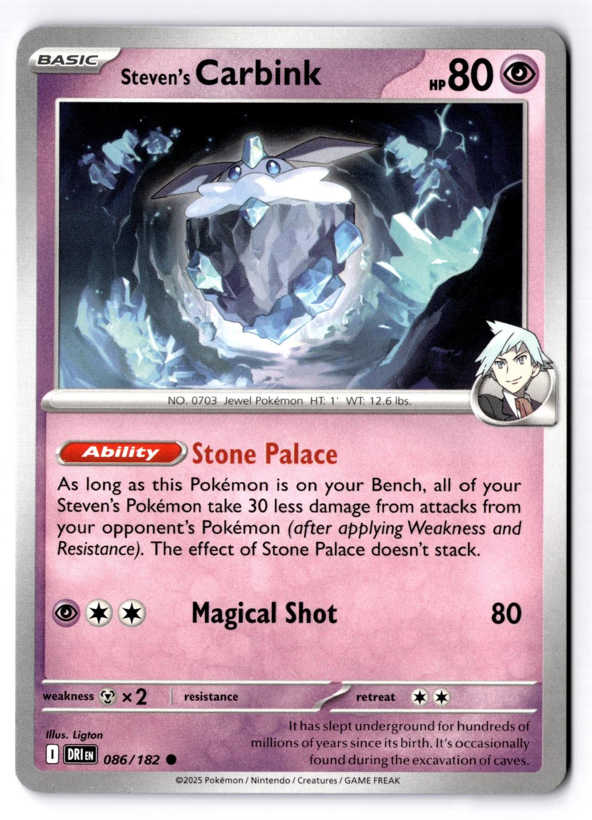 Steven's Carbink 086/182 Common Destined Rivals Pokemon Near Mint