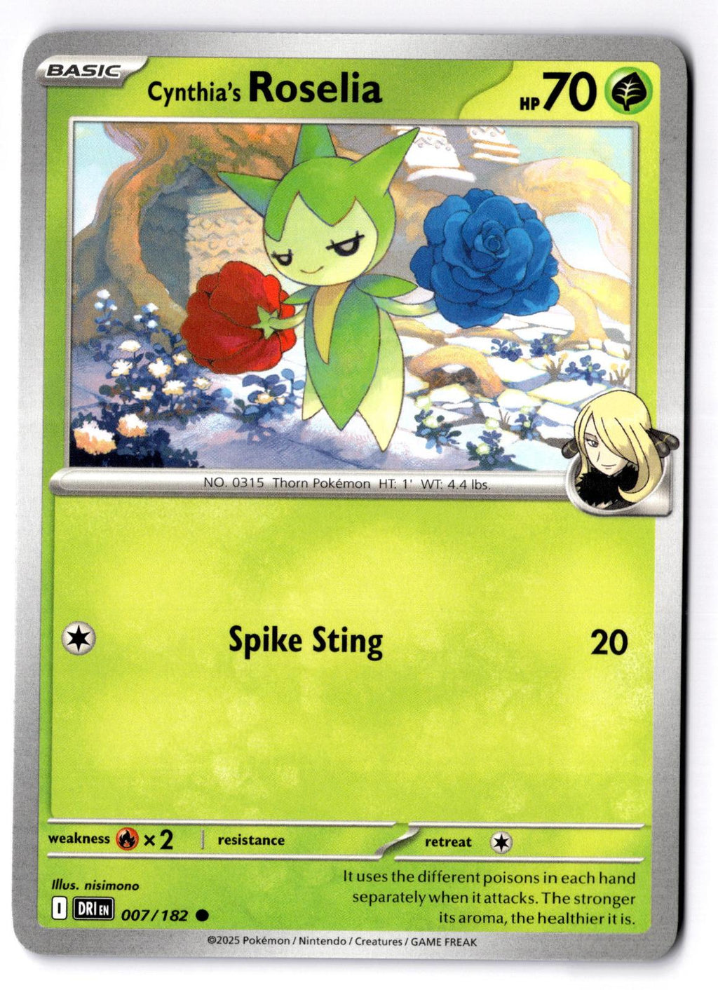 Cynthia's Roselia 007/182 Common Destined Rivals Pokemon Near Mint