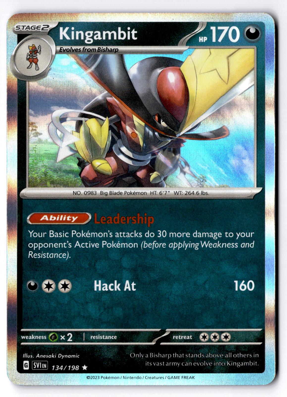 Kingambit 134/198 Rare Scarlet & Violet Pokemon Holo Near Mint