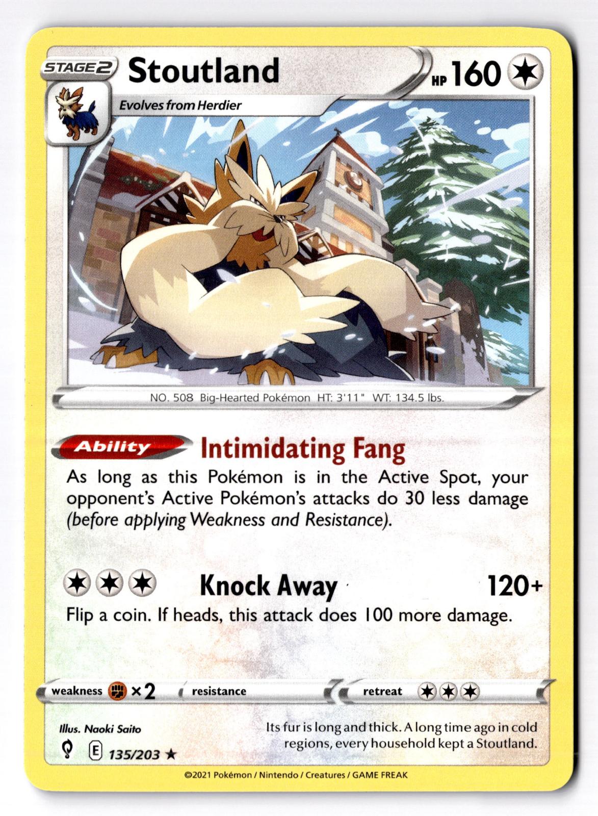 Stoutland 135/203 Rare Evolving Skies Pokemon Lightly Played