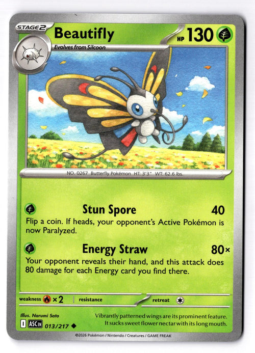 Beautifly 013/217 Uncommon Ascended Heroes Pokemon Near Mint