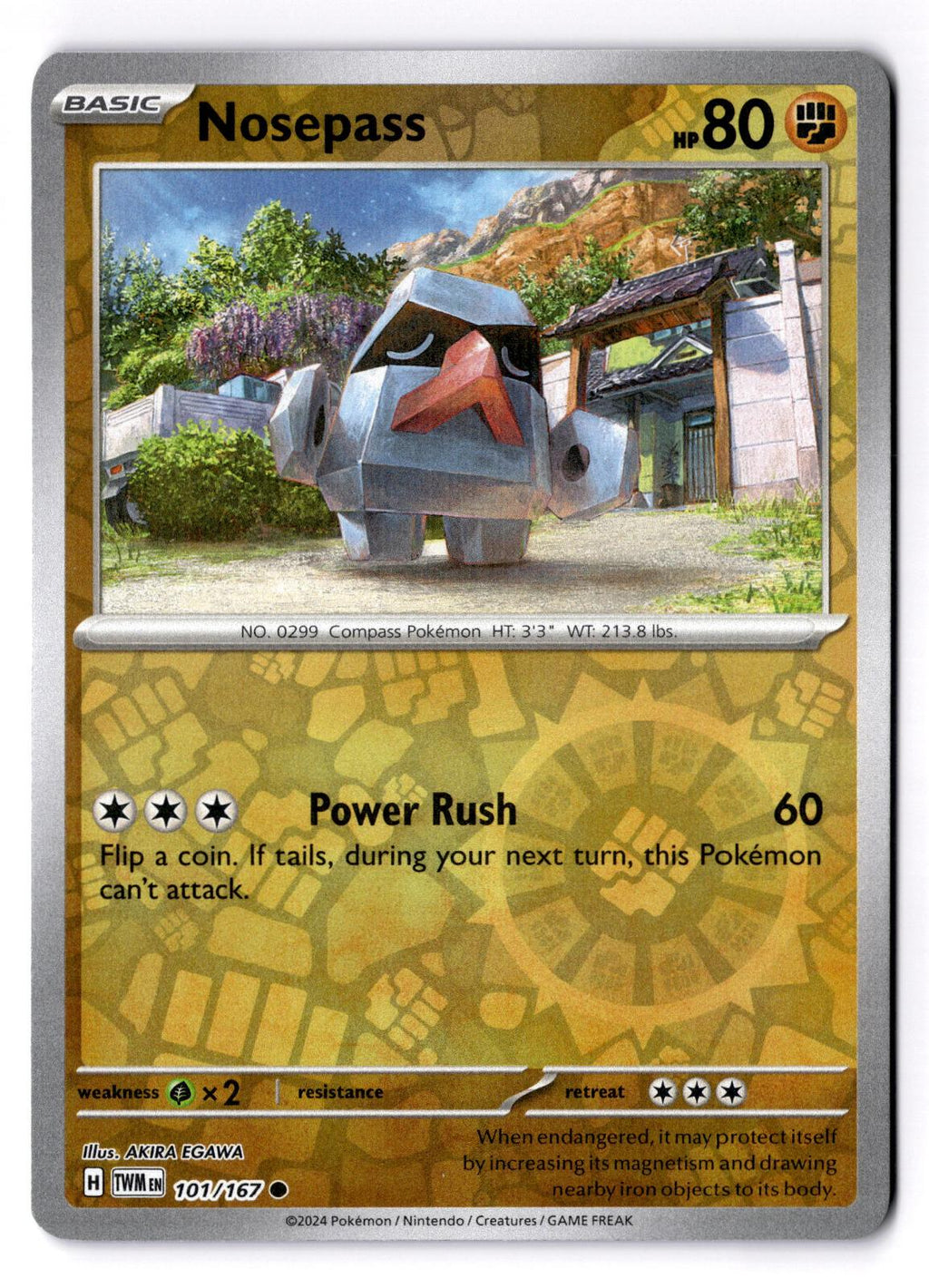 Nosepass 101/167 Common Twilight Masquerade Pokemon Reverse Holo Near Mint