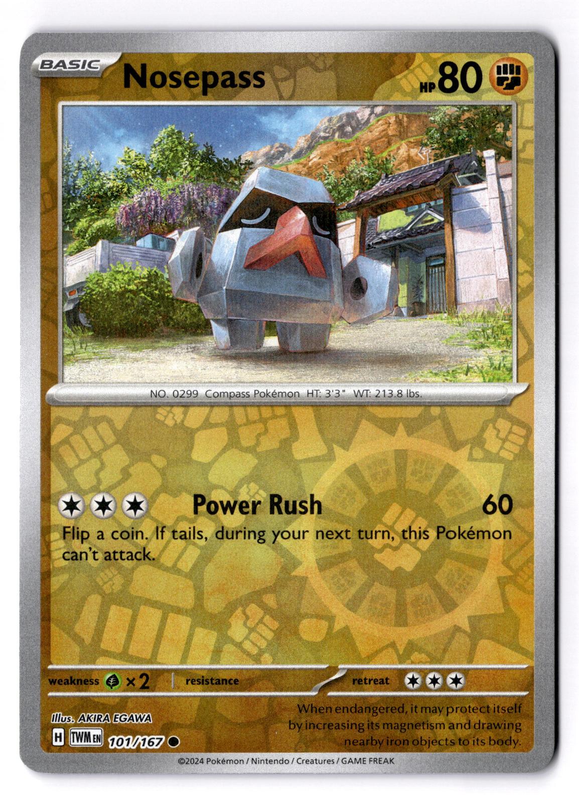 Nosepass 101/167 Common Twilight Masquerade Pokemon Reverse Holo Near Mint